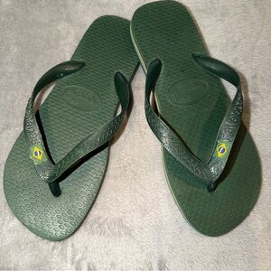 Havaianas Dark Green Flip Flops with Flag Detail